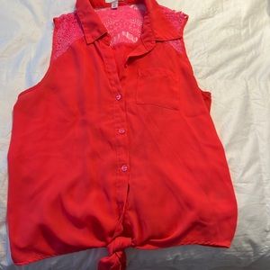 Bongo coral sleeveless shirt. Size S.